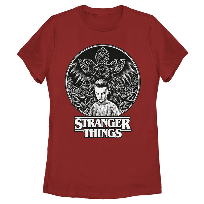 fifth sun Women's Stranger Things Eleven Glowering Flower T-Shirt