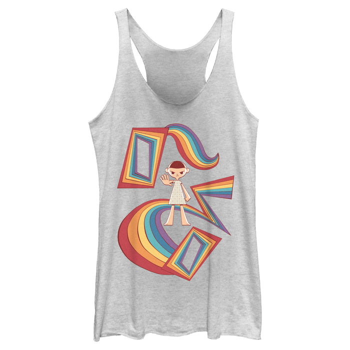 fifth sun Women's Stranger Things Eleven Rainbow Cartoon Dream Racerback Tank Top