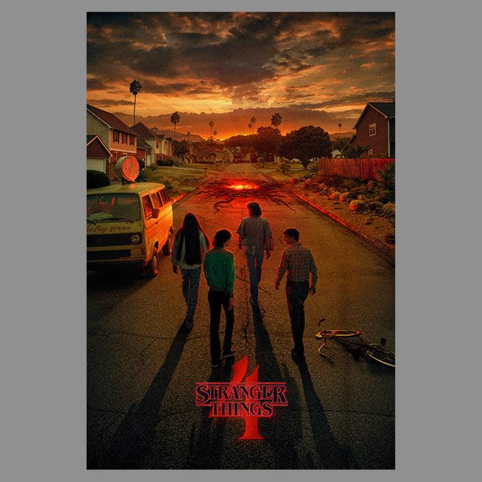 Fifth Sun Women's Stranger Things Four Friends Rift Apocalypse Poster Racerback Tank Top