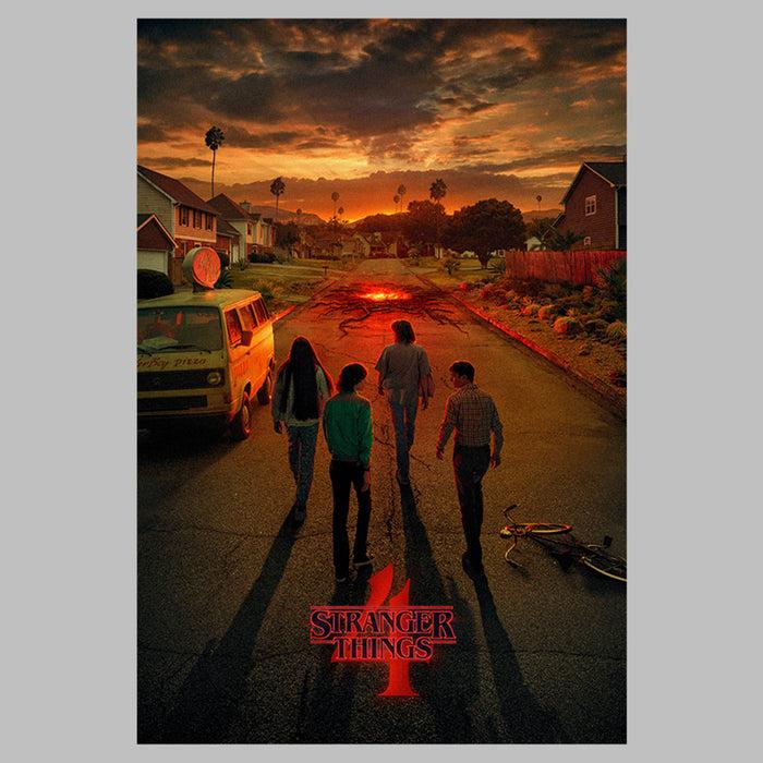 Fifth Sun Women's Stranger Things Four Friends Rift Apocalypse Poster T-Shirt