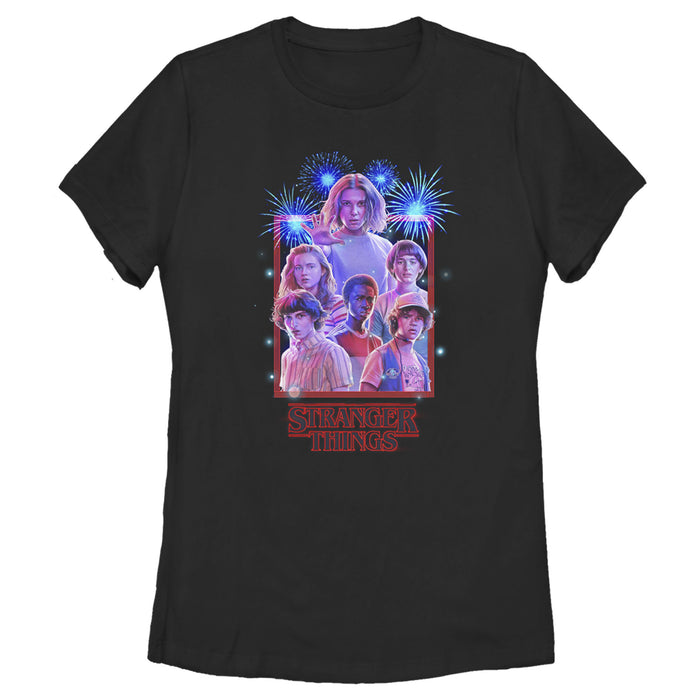 fifth sun Women's Stranger Things Fourth of July Character Frame T-Shirt