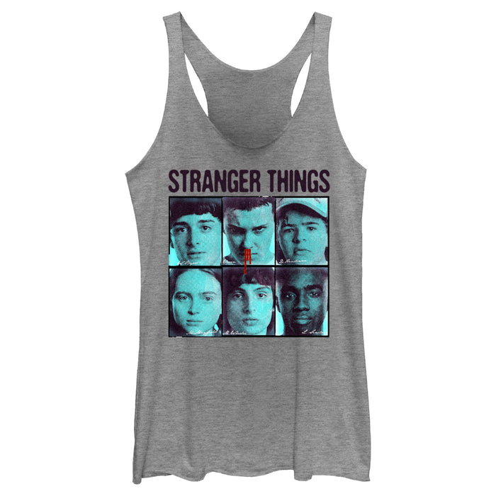 Fifth Sun Women's Stranger Things Gang Bleeding Nose Stacked Racerback Tank Top