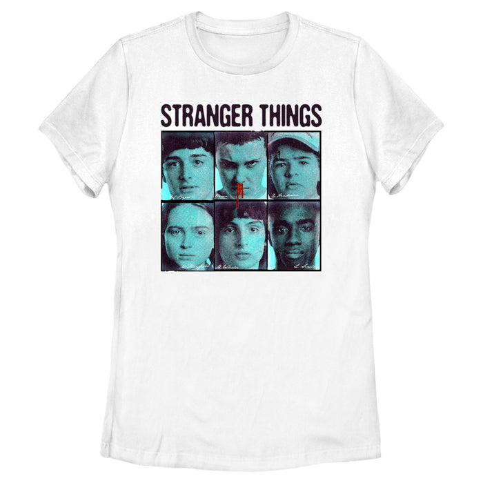 fifth sun Women's Stranger Things Gang Bleeding Nose Stacked T-Shirt