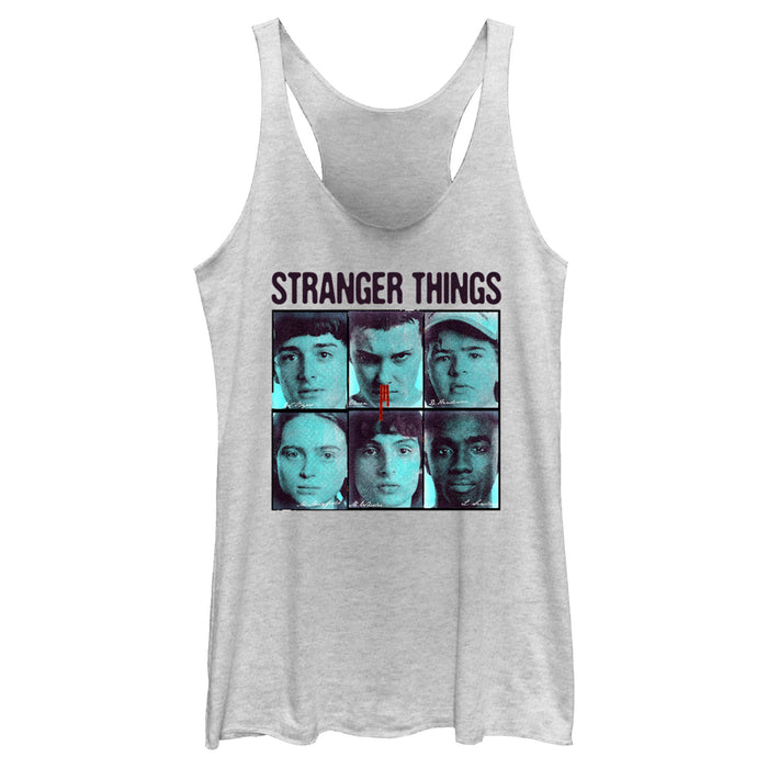 fifth sun Women's Stranger Things Gang Bleeding Nose Stacked Racerback Tank Top