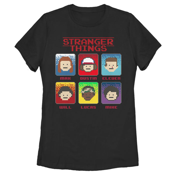 fifth sun Women's Stranger Things Group Shot 8-Bit Box Up T-Shirt
