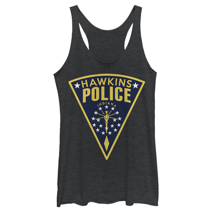 fifth sun Women's Stranger Things Hawkins Police Crest Racerback Tank Top