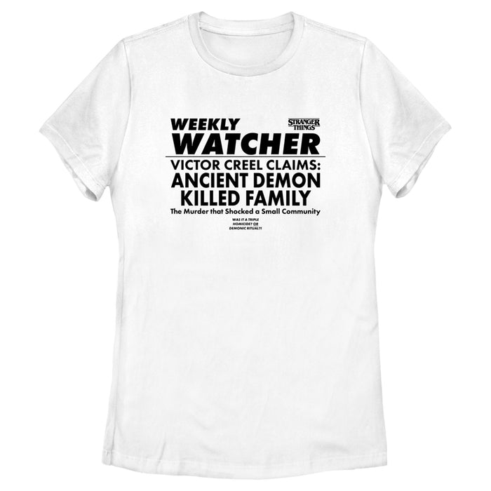 fifth sun Women's Stranger Things Newspaper Weekly Watcher T-Shirt