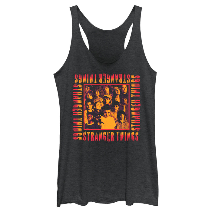 fifth sun Women's Stranger Things Orange Group Shot Boxed Up Racerback Tank Top
