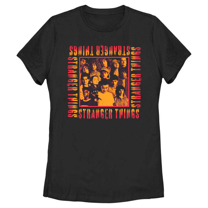fifth sun Women's Stranger Things Orange Group Shot Boxed Up T-Shirt