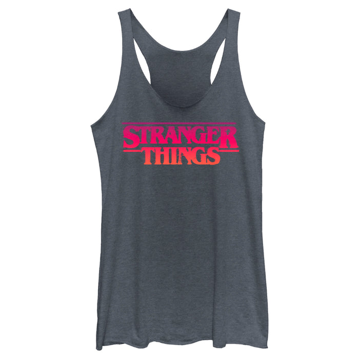 Fifth Sun Women's Stranger Things Pink Logo Racerback Tank Top
