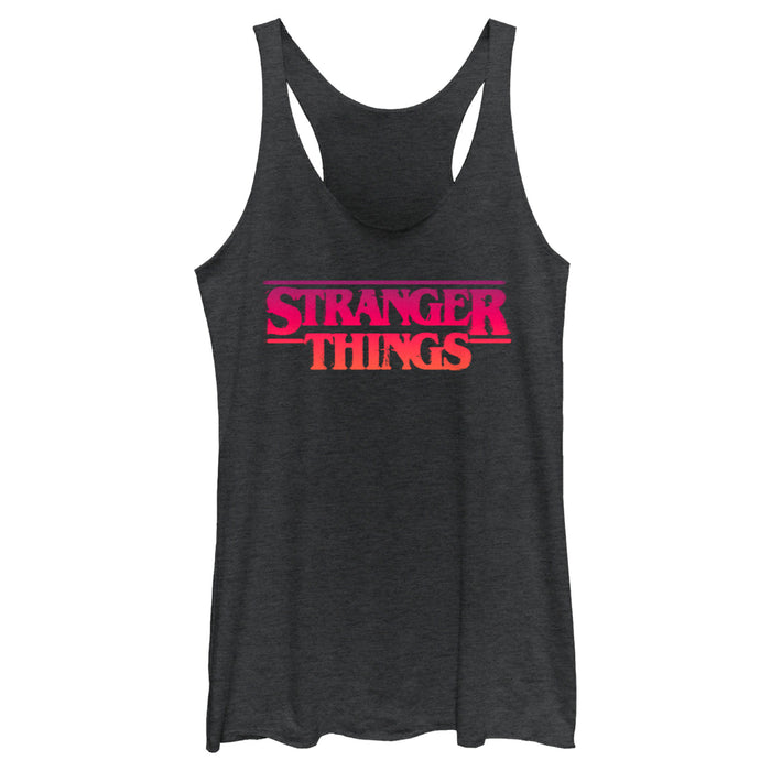fifth sun Women's Stranger Things Pink Logo Racerback Tank Top