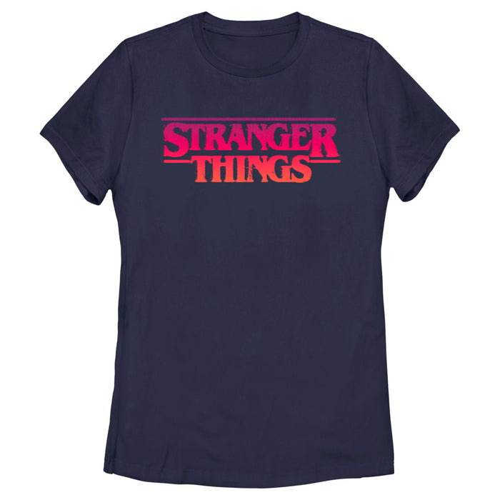 fifth sun Women's Stranger Things Pink Logo T-Shirt
