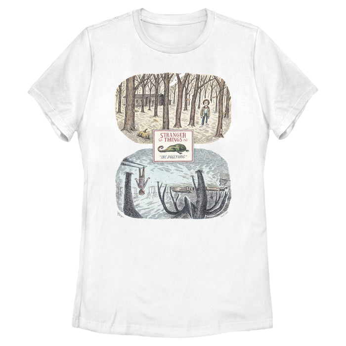 fifth sun Women's Stranger Things Pollywog and the Upside Down T-Shirt
