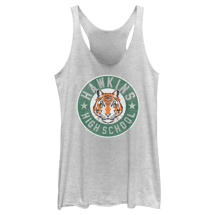 fifth sun Women's Stranger Things Retro Hawkins High School Tiger Mascot Racerback Tank Top