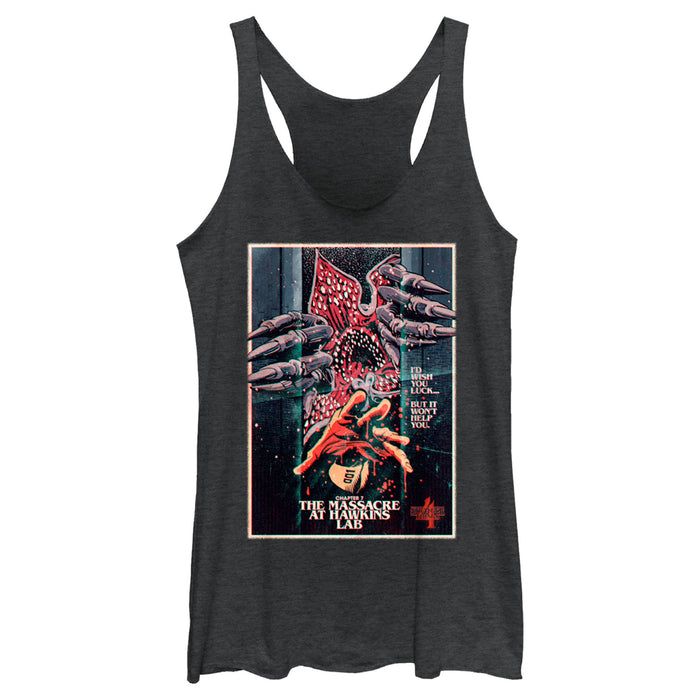 fifth sun Women's Stranger Things Retro Massacre At Hawkins Lab Racerback Tank Top