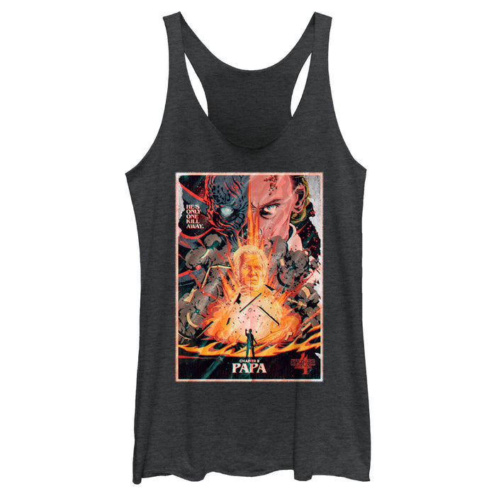 fifth sun Women's Stranger Things Retro Papa Poster Racerback Tank Top
