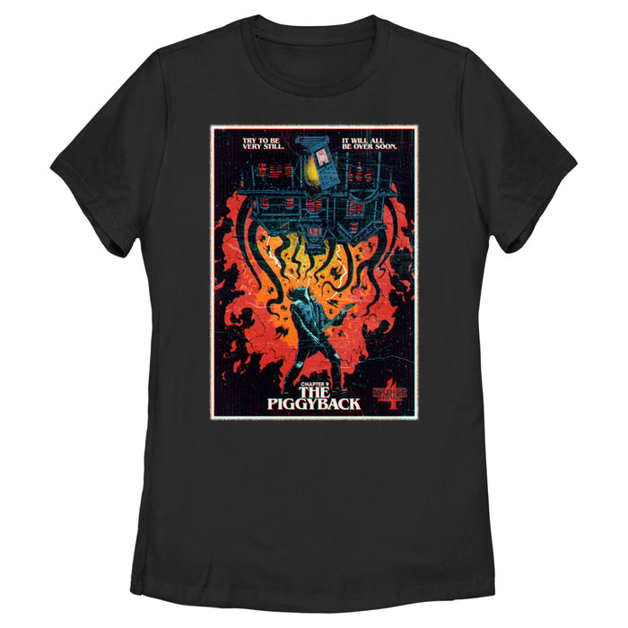 fifth sun Women's Stranger Things Retro Piggyback Poster T-Shirt