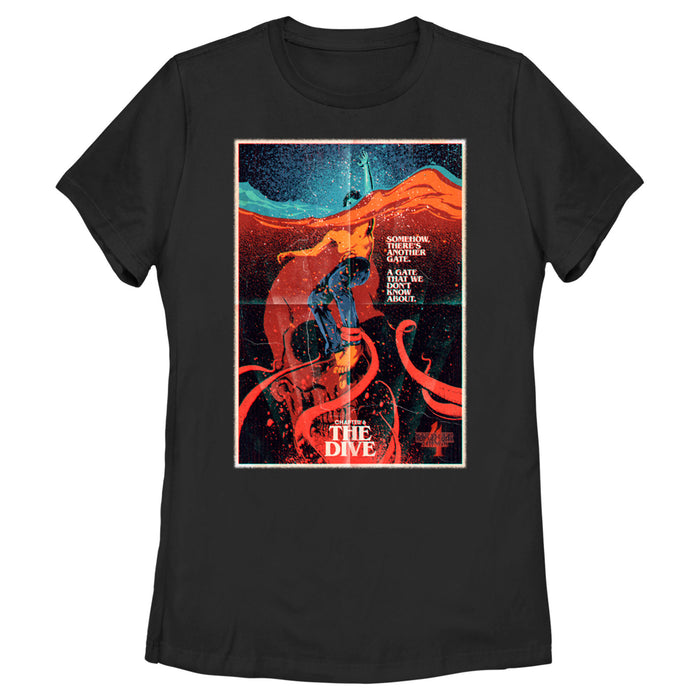 fifth sun Women's Stranger Things Retro The Dive Poster T-Shirt