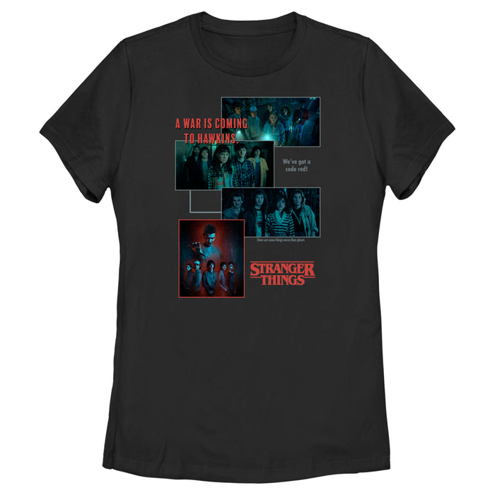 fifth sun Women's Stranger Things Scenes Collage War Is Coming To Hawkins T-Shirt