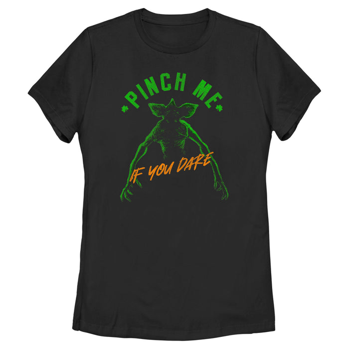 fifth sun Women's Stranger Things St. Patrick's Day Demogorgon Pinch Me If You Dare T-Shirt
