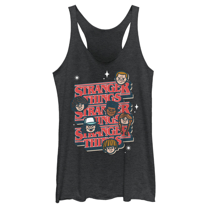 fifth sun Women's Stranger Things The Gang Cartoon Logo Racerback Tank Top
