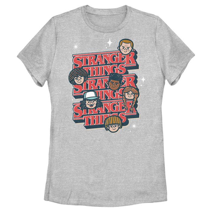fifth sun Women's Stranger Things The Gang Cartoon Logo T-Shirt