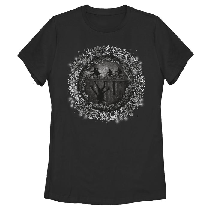 fifth sun Women's Stranger Things Upside Down Wreath T-Shirt