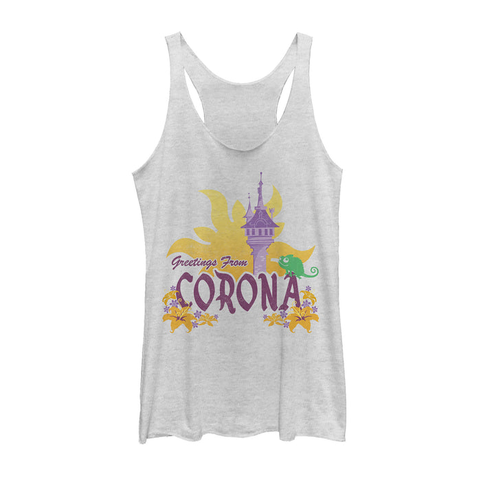 fifth sun Women's Tangled Greetings from Corona Racerback Tank Top