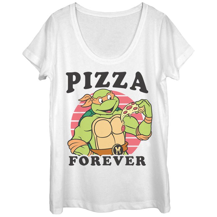 fifth sun Women's Teenage Mutant Ninja Turtles Pizza Forever Scoop Neck