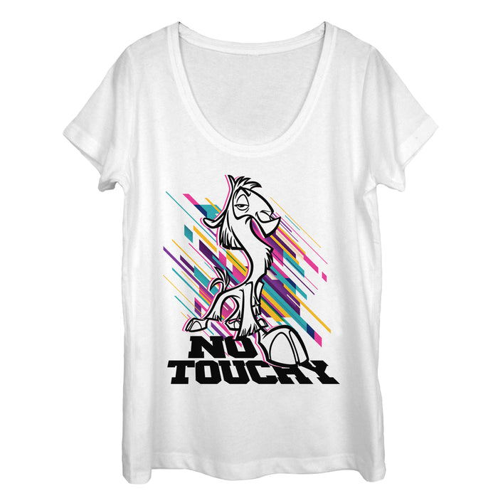 fifth sun Women's The Emperor's New Groove No Touchy Streaks Scoop Neck