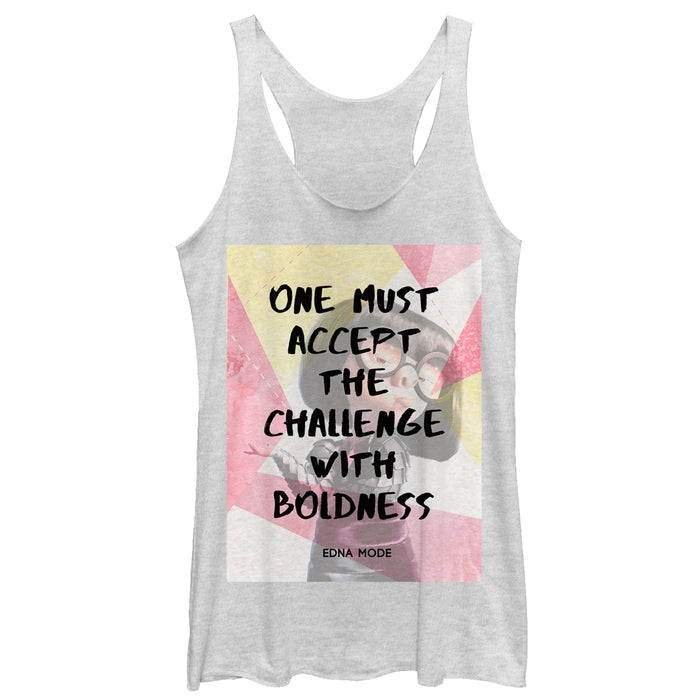 fifth sun Women's The Incredibles 2 Edna Mode Accept the Challenge Racerback Tank Top