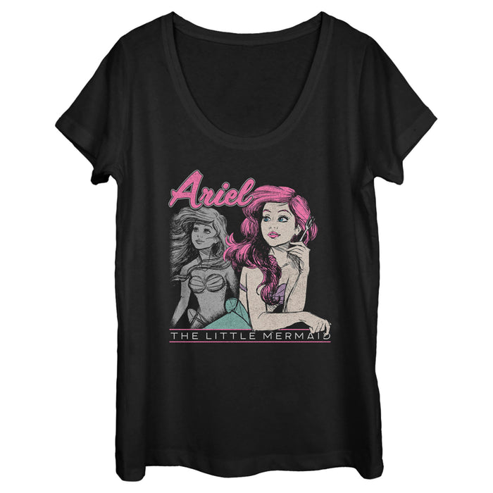 fifth sun Women's The Little Mermaid 90s Ariel Poster Scoop Neck