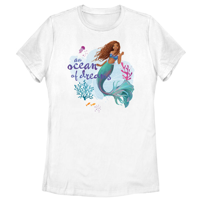 fifth sun Women's The Little Mermaid Ariel an Ocean of Dreams Scene T-Shirt