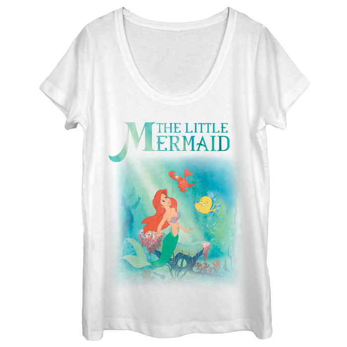 fifth sun Women's The Little Mermaid Ariel and Friends Scoop Neck