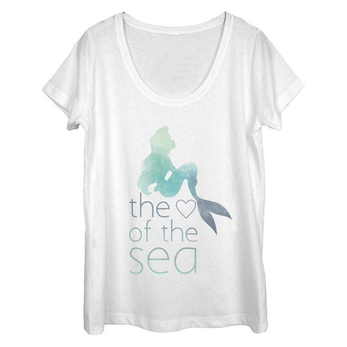 fifth sun Women's The Little Mermaid Ariel Heart of Sea Scoop Neck