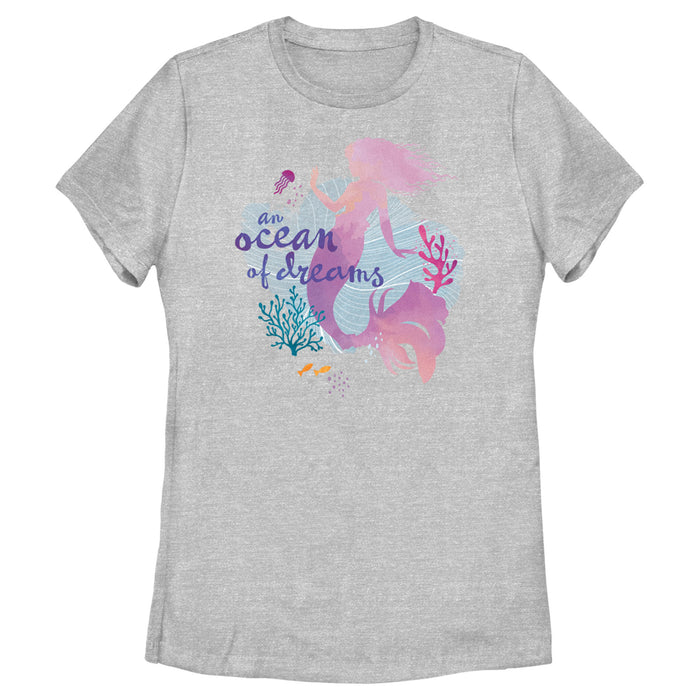 fifth sun Women's The Little Mermaid Ariel Silhouette An Ocean of Dreams T-Shirt