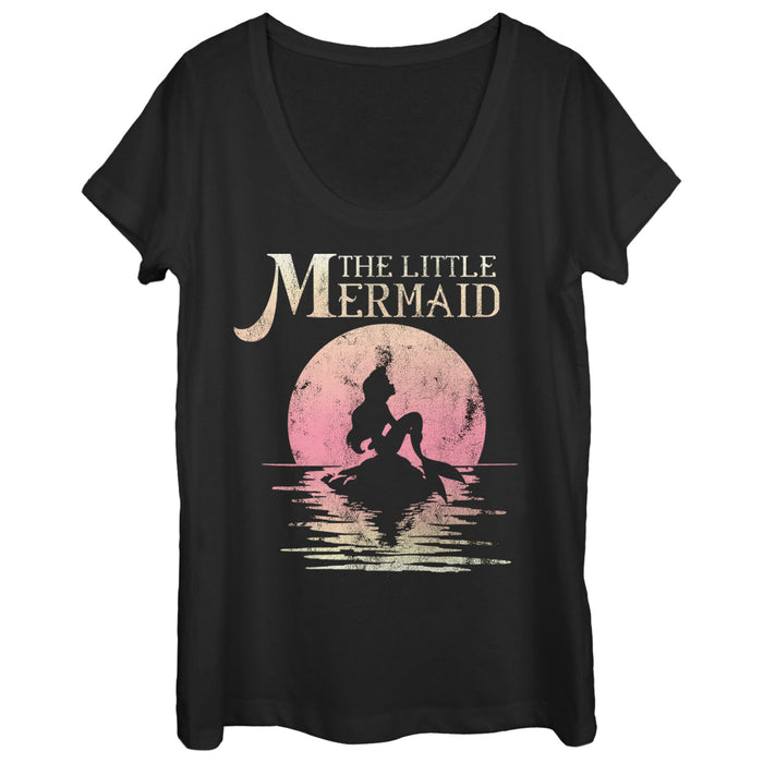 fifth sun Women's The Little Mermaid Ariel Sunset Scoop Neck