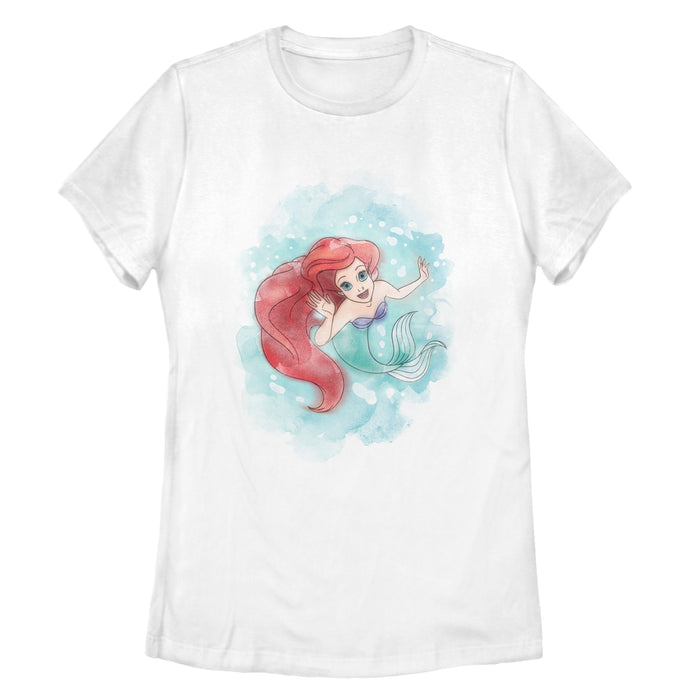 fifth sun Women's The Little Mermaid Ariel Watercolor Print T-Shirt