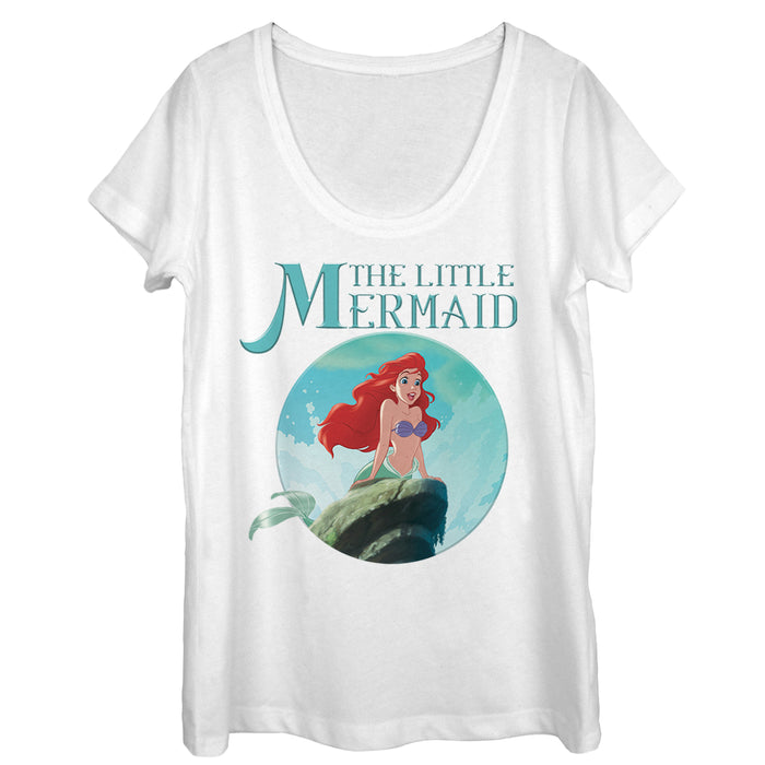 fifth sun Women's The Little Mermaid Ariel Wave Scoop Neck