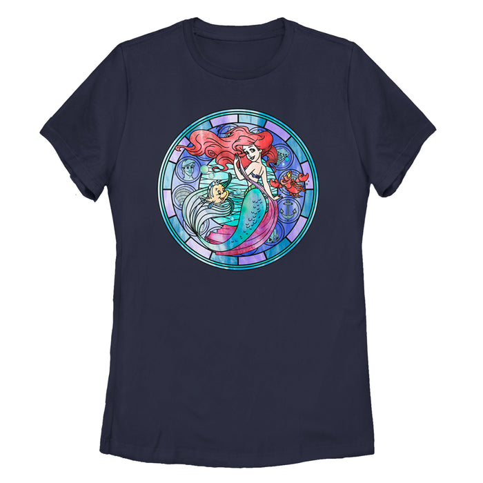 fifth sun Women's The Little Mermaid Stained Glass T-Shirt