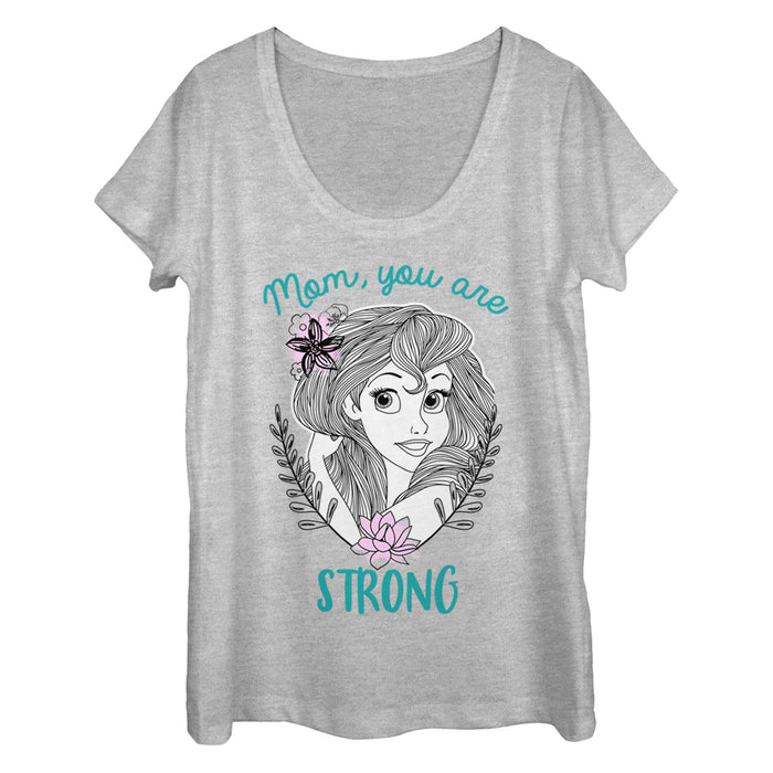 fifth sun Women's The Little Mermaid Strong Mom Scoop Neck