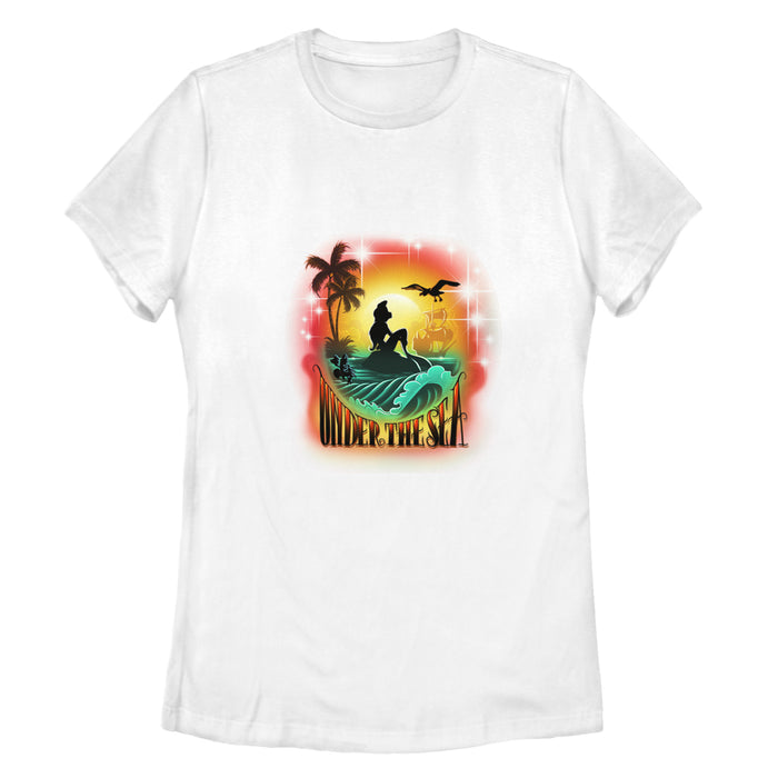 fifth sun Women's The Little Mermaid Tropical Scene T-Shirt