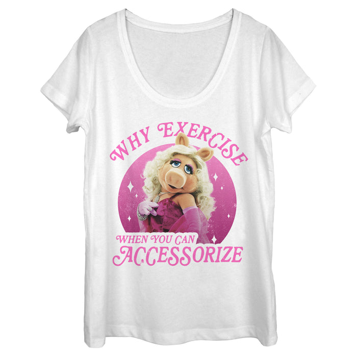 fifth sun Women's The Muppets Miss Piggy Accessorize Scoop Neck
