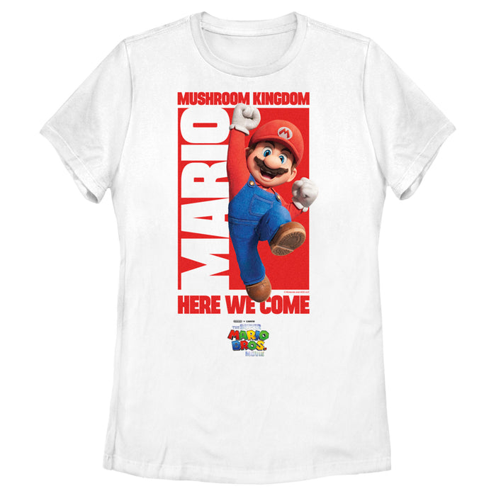 fifth sun Women's The Super Mario Bros. Movie Mario Mushroom Kingdom Here We Come T-Shirt