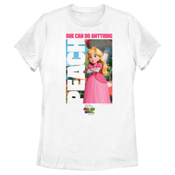 fifth sun Women's The Super Mario Bros. Movie Peach She Can Do Anything Poster T-Shirt