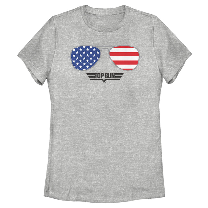 fifth sun Women's Top Gun American Flag Aviator Sunglasses Logo T-Shirt