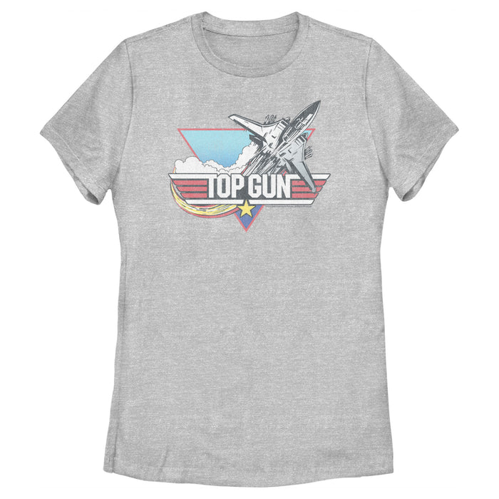fifth sun Women's Top Gun Distressed Fighter Jet Logo T-Shirt