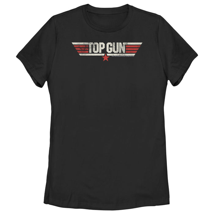 fifth sun Women's Top Gun Distressed Movie Logo T-Shirt
