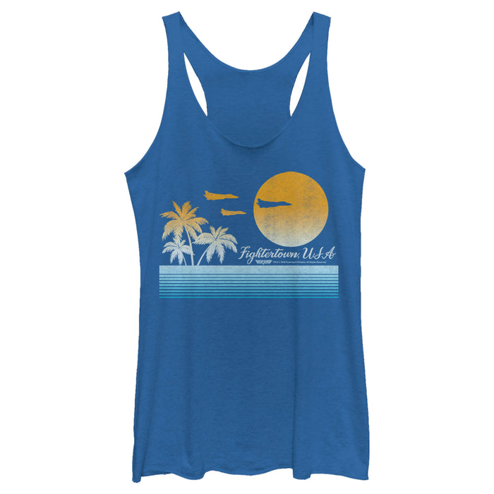 fifth sun Women's Top Gun Retro Landscape Fightertown USA Racerback Tank Top