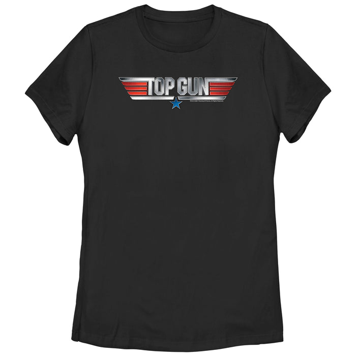 fifth sun Women's Top Gun Shiny Chrome 3D Movie Logo T-Shirt
